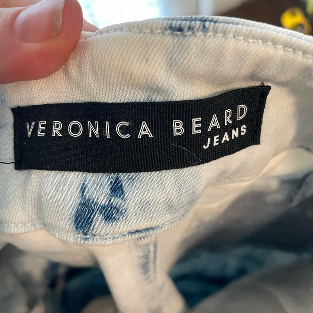 Veronica Beard, sz 25/0, Kallie Straight High Rise light wash tie dye crop jeans - Picture 4 of 12